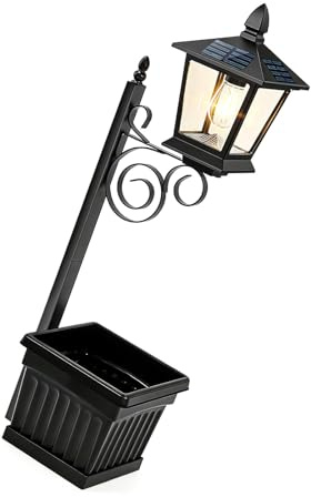 Oxxggkao Lámpara solar para maceta, lámpara para exteriores, maceta independiente con agujeros de drenaje para jardín, terrazas, decoración, patio, dispositivo de iluminación solar