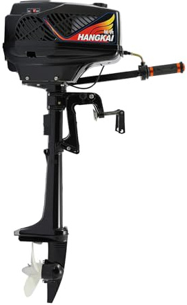 Moteur hors-bord 2 temps 55 cc 3,6 CV à essence avec CDI et refroidissement, arbre court, moteur de bateau pneumatique pour bateau à moteur, pêche, petit bateau de pêche, kit d'outils inclus