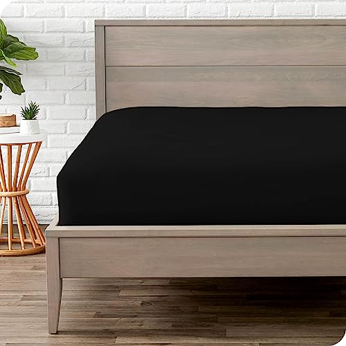 Bare Home - Spannbettlaken 140 x 200 cm - Doppelt gebürstete Polyester-Mikrofaser - 30 cm Tiefe Tasche - Oeko-TEX Standard 100, 140 x 200, Schwarz