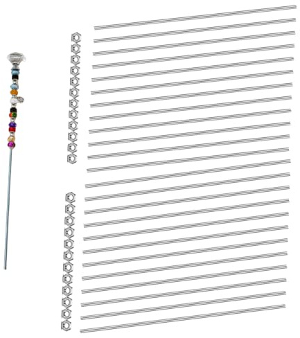 Set of 48 Lobergel 8/32 Inch M4 Threaded Rods and Studs, Include 24pcs 12.99 Fully Threaded Rods 24pcs Stainless Steel Hex Nuts, Right Hand Thread Bar for Clamps Hangers Beaded Garden Stakes