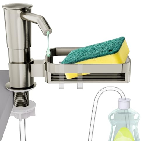KNEELISA Soap Dispenser Pump for Kitchen Sink with Sponge Rack,ABS Plastic