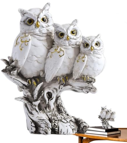 Sculpture de Hibou | Figurine, Décor, Statue pour Jardin et Bureau | Accessoire Moderne, Ornement Animal pour Extérieur, Patio