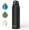 SANTECO Borraccia con blocco di sicurezza, thermos in acciaio inox, 1,5 l, senza BPA, con borsa per il trasporto, lavabile in lavastoviglie, per viaggi, campeggio, colore nero
