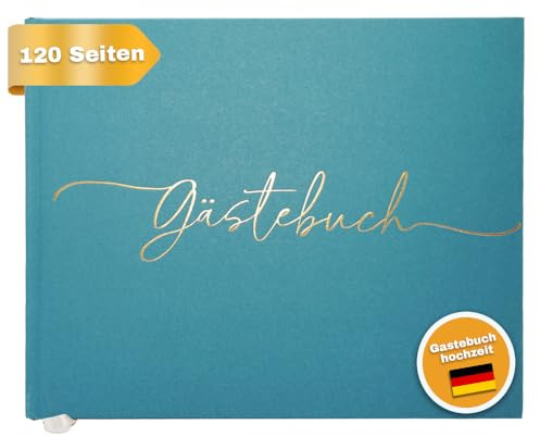 Plantvibes Libro de visitas premium para bodas – 120 páginas de papel de alta calidad, papel grueso, no se rompe, estilo vintage, con título dorado, ideal para bodas, aniversarios, cumpleaños