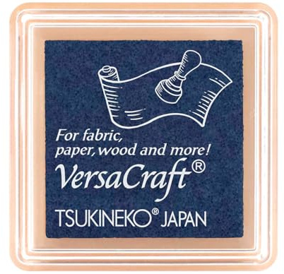 Tsukineko VersaCraft Ink Pad per Timbrare Denim (Blu) da 2,4 x 3,9 cm - A base d'Acqua, Opaco, Archival e per Embossing