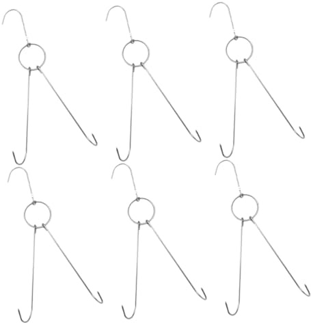 ZUNOXAZ 6pièces Lot De Crochets Double Acier Inoxydable Pour Suspension Viande Séchage Et Fumage Barbecue Diamètre Accessoires Professionnels Pour Boucherie Et Cuisine