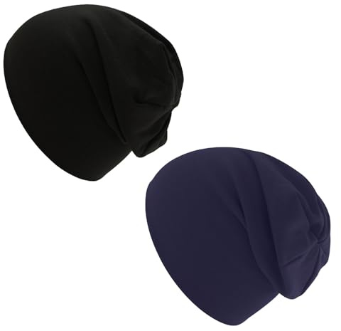 Mayoii 3er-Pack Beanie Jungen – Dünne Mütze Kinder, Doppellagige (DE/NL/SE/PL, Alphanumerisch, Einheitsgröße, Schwarz*1 + Dunkelblau*1)