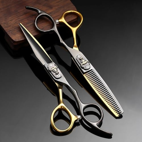 Hair Cutting Scissors, 6 Inch 440C Steel Set Professional Barber Accessories Hairdresser Tools Thinning Shears Hairdressing Scissor