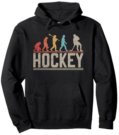 Ice Hockey Player Evolution of Man Funny Hockey Lover Pullover Hoodie, Adult Unisex, Black, X-Large