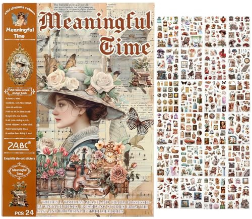 Pegatinas Scrapbooking 480 Piezas, Stickers Vintage Aesthetic Precortados en Papel Washi para Bullet Journal y Diario, Pegatinas Decorativas con Flores y Estilo Retro para Álbum de Fotos y Libros