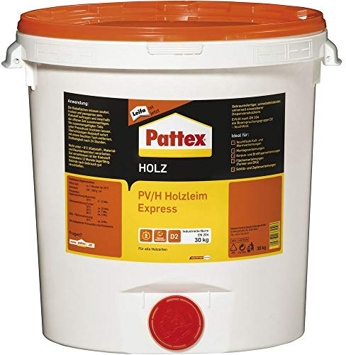 PATTEX 1487009 PV/H Express Holzleim D2 30 kg, Weiß