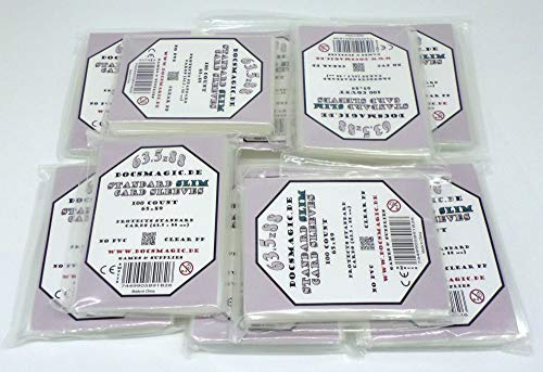 Docsmagic.de 10 x 100 Board Card Game Sleeves Clear - Slim Standard - 65 x 89