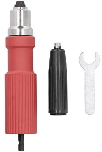 Elektrische Nietmutter Pistole Kit, Nietzange Pistole Bohrer Adapter Kit, Nietwerkzeug Einsatz Mutter mit Schraubenschlüssel Nietzange für Akkuschrauber, Bohrmaschine (Rot)