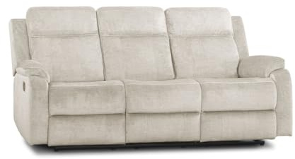 SWEET SOFA®- Sofá Relax 3 plazas REIMON, sofá reclinable en 2 Extremos, 1 Fijo Central, Apertura por Palanca. (Beige)