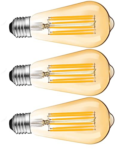 Ankey Edison Vintage Glühbirne E27 LED 10W ST64 Retro Birne Warmweiß 2700K,Glühbirne E27 Vintage Ideal für Nostalgie und Retro Beleuchtung,Bernstein Glas - 3 Stück
