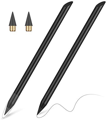 AUAUY 2 PCS Metal Infinity Pencil with Replaceable Nib, Everlasting Writing & Drawing Instrument for Students and Home Office