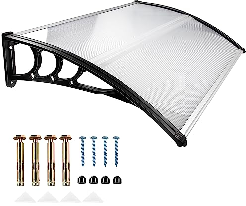 Door Canopy, Waterproof Front Door Canopy, 120 * 80 * 23cm Garden Canopies, Rain Awning Suitable for Door Porch, Outdoor, Roof, Patio (Black)