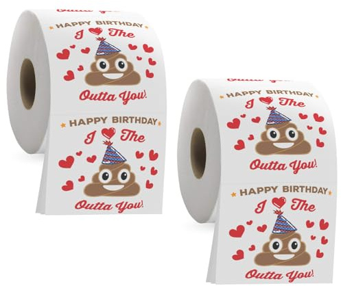 TECKI 2 Rollen Toilettenpapier mit Poop Muster - Geburtstag für Männer und Frauen，Lustiges Kreatives Geschenk, Lustige Dekoration fürs Badezimmer