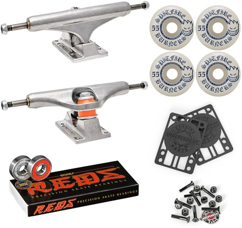 Independent Skateboard Trucks 149 Mid + 55mm Spitfire Burners Wheels, Bones Bearings