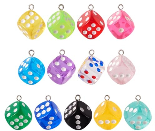 Bestewelry 26 st harts polyhedral tärningsberlocker, 13 färger, D20, polyhedrala tärningar, hängsmycken, färgglada 3D, 20-sidig fasetterad speltärning för armband, örhängen, penkedja, telefonskal,