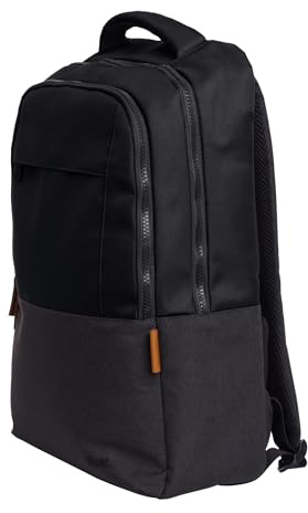 Trust Lisboa Zaino per Laptop 16, Zaino Porta PC 23 Litri con Cinghia per Trolley, Realizzato in Plastica Riciclata, Uomo Donna Viaggio Università Lavoro Ufficio Computer Portatile - Nero
