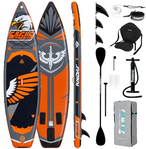FunWater Stand Up Paddle Board Sup Board Gonfiabile Stand Up Paddle Board per adulti, tutte le abilità con tutti gli accessori (10'6 aquila nero e grigio)