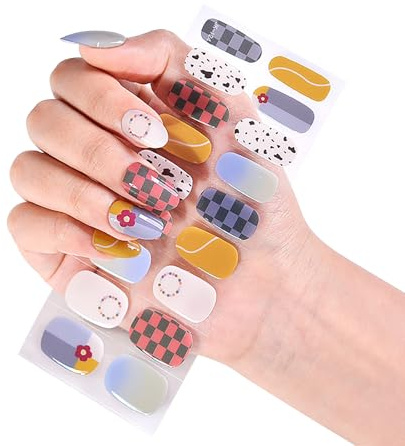 Kivinia Tiras de uñas de gel semicuradas, 18 envolturas de uñas de gel, fáciles de aplicar, recortar y quitar, calcomanías de uñas suaves, accesorios de decoración de diseño de uñas, larga duración
