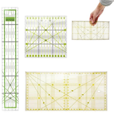 3 Pezzi Righello Per Cucito 15 x 30 Cm / 15 x 15 Cm / 5 x 30 Cm Trasparente Righello Patchwork Con Linee D'Angolo Riga Da Sarta In Acrilico Per Taglio Preciso, Cucito, Sartoria