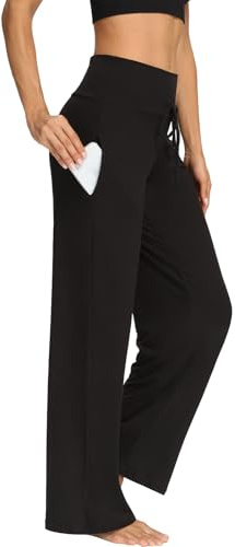 DDOBB Yoga Pants for Women with Pockets Ladies High Waist Wide Leg Pants