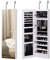 HOMCOM Jewelry Cabinet with Mirror and LED Lights, Lockable Makeup Cosmetics Jewellery Organiser, Mirror with Storage for Bedroom Dressing Room, White