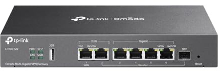 TP-Link ER707-M2 | Omada Multi-Gigabit VPN Router | Dual 2.5Gig WAN Ports | High Network Capacity | SPI Firewall | Omada SDN Integrated | Load Balance | Lightning Protection