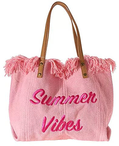 GDVONE Strandtasche Damen Groß,Leinentasche,Shopper Tasche,Sommer Top-Griff Schultertasche Strand Bad 40 * 12 * 32cm (Rosa)