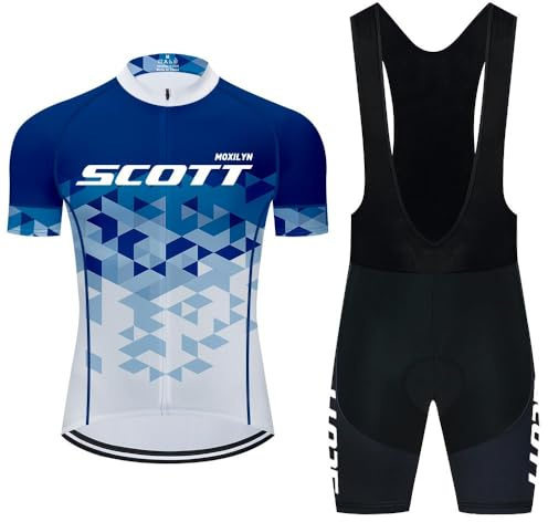 Moxilyn Cykelkläder Set Kortärmad Cykeldräkt Herr Sommarcykeldräkt för MTB Cykling Med Andningsaktiva Gel Vadderade Shorts, 5 st, 3XL