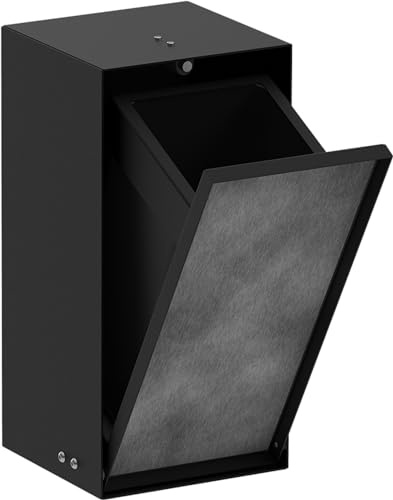 hansgrohe XtraStoris Rock, papelera baño empotrada con repisa y puerta alicatable, nicho de pared baño 300 x 150 x 140 mm, cubo basura baño empotrado, accesorios baño, negro mate, 56063670