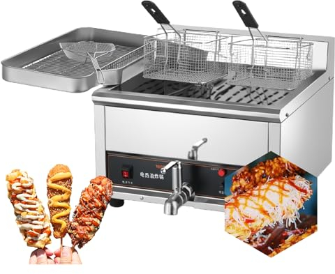 LFfwynog Commercial Deep Fryer with Basket, Commercial Deep Fryer 50~250℃ Wide Temperature Range for Restaurant and Home Use,15L