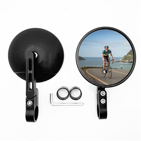 2 Stück Runder Lenker Seitenspiegel 360° Drehbar Motorrad Spiegel Motorradspiegel Motorrad Spiegel Highsider Lenkerendenspiegel für die Meisten Motorräder Roller Geländefahrzeuge und Elektrofahrräder