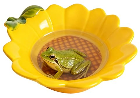 JSLZF Tree Frog Habitat Frog Water Bowl Dish Bathtub Tank Accessories Terrarium Decor Ceramic Aquarium Decoration Sturdy and Not Easy to Knock Over