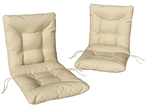 Outsunny Lot de 2 Coussins de Chaise d'extérieur, Coussins de Jardin avec Attaches, pour intérieur et extérieur, 120 x 50 x 8 cm, Beige
