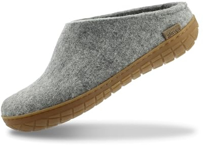 GLERUPS Slip On Slippers Women and Men with Rubber Sole | Unisex Slip-on Wool Slipper Shoes Women Men | Comfy Outdoor Indoor Slippers | Cosy Gents and Ladies Slippers