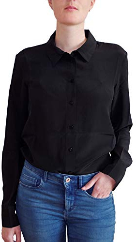 Posh Gear Dam Silkesblus Collettoseta Blus 100% silke, Svart, L