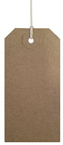 Swift Strung Tags Brown Reinforced Card Clothing Parcel Label String Hanging Gift Swing Tickets Kraft Hang Price Labelling 108mm x 54mm (Pack of 100)