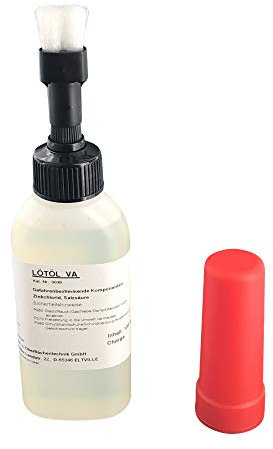 Flussmittel/Lötöl VA 100 ml in Dosierflasche mit Pinsel, nachfüllbar, (Konventionelles Weichlöten von Edelstahl, Eisen-, Kupfer- und Messingwerkstoffen)