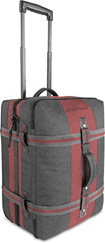 Handgepäck Reisetasche Trolley 45 L Bordgepäck Travel Bag mit Rollen Cabin Bag für Lufthansa, Eurowings, Ryanair, KLM, Volotea, Turkish Airline, Wizz Air - (52x38x20-28 cm) Farbe Dunkelgrau/Rot