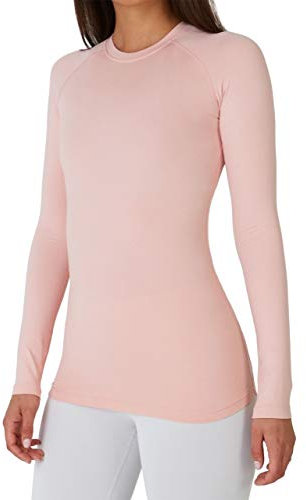 TCA Thermounterwäsche Damen Extra Warm - Thermo Unterwäsche für Sport - Thermoshirt Funktionsshirt Langarm - Kompressions Laufoberteil - Hell-Pink, XS