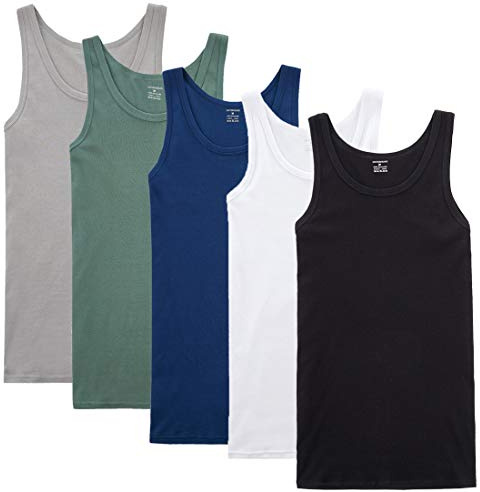 NUOZA Débardeur Homme Maillot de Corps Marcel Coton Toutes Les Tailles et Les Couleurs-Noir Blanc Gris Bleu Olive,M