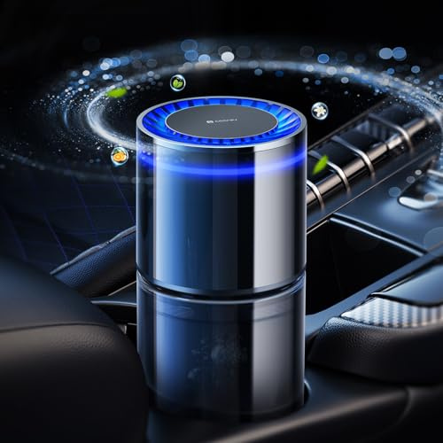 Desodorisant Voiture Ceeniu CF3, 135ml Parfum Naturel, Dure 4-8 Mois, Lumière Ambiante Silencieuse, Concentration Réglable, Auto On/Off, Batterie Intégrée, Car Air Freshener, Vacances Romaines