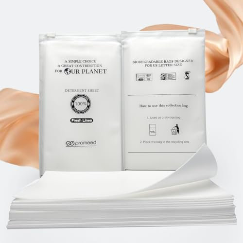 PROMEED Silk Detergent Sheets for Delicates, Eco-friendly Plastic Free Non-sentizizing Gentle Silk Wash, Space Saving Easy to Carry, Fresh Linen Scent (30 Sheets, 60 Loads)