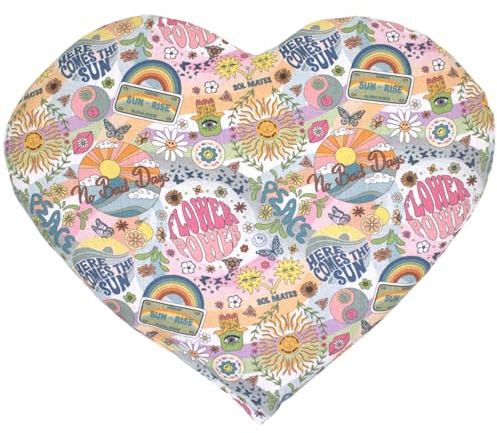 GIRAFFENLAND Värmekudde för mikovåg och ugn – kornkudde hjärta ca. 30 x 25 cm – ekologiskt tyg blom-blå