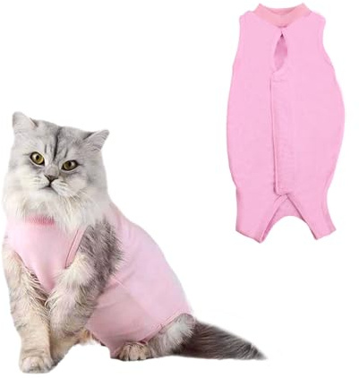 Body per gatto dopo chirurgia - Tuta di convalescenza per gatto - Body di recupero per malattie della pelle - Alternativa anti-leccamento al collare elettrico (rosa, L)