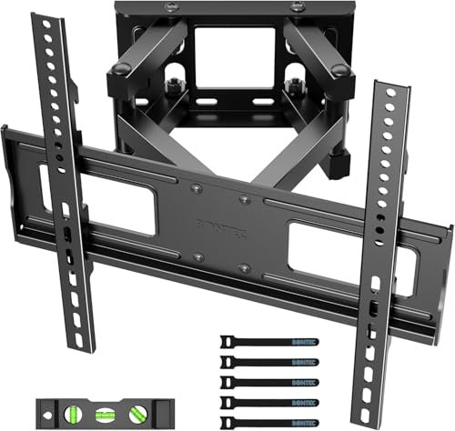Support Mural TV pour Télévision Plat et Incurvé LCD LED 32-85 Pouces jusqu'à 60KG, Support TV Mural orientable et Inclinable, Bras Doubles Solides et Robustes, Max VESA 600x400mm